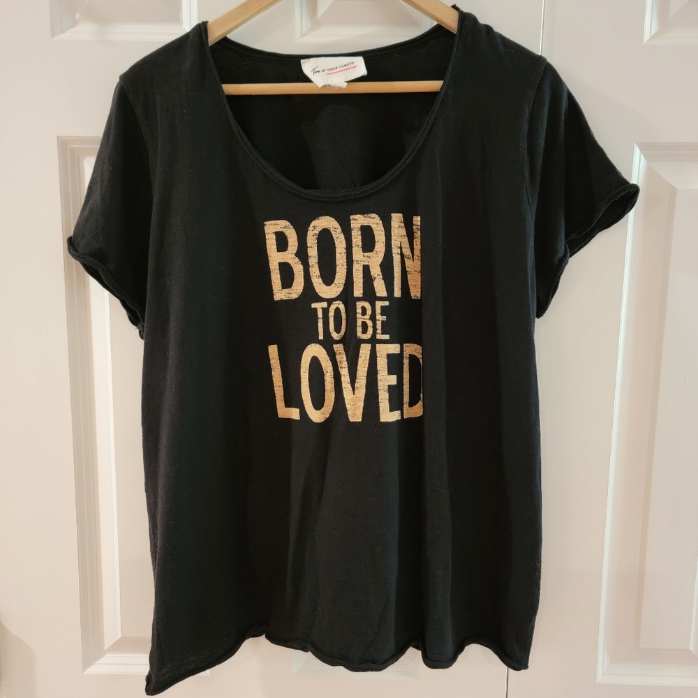 Vince Camuto Black Born‎ To Be Loved T-shirt 2XL